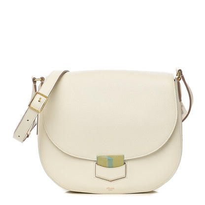 Celine Grained Calfskin Medium Trotteur White 1 of 9