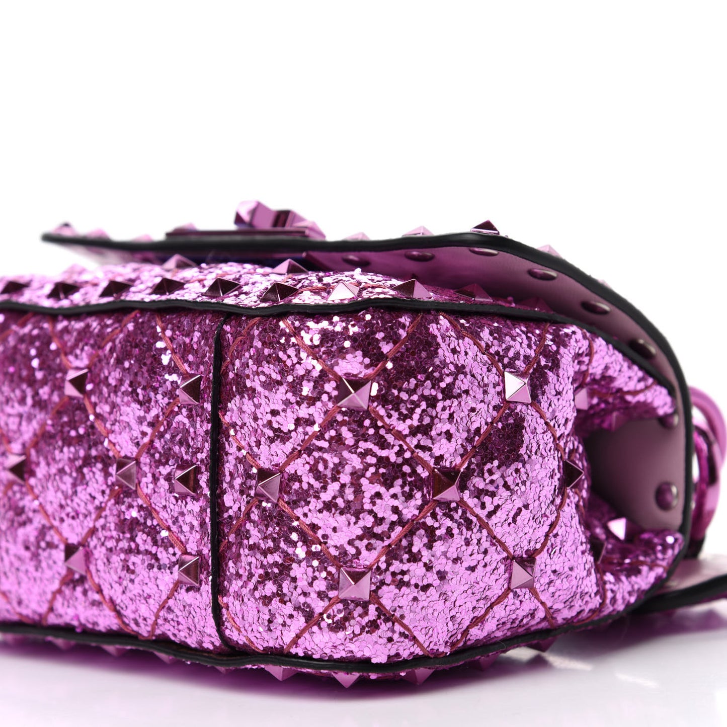 Glitter Micro Rockstud Spike Shoulder Bag Water Lilac