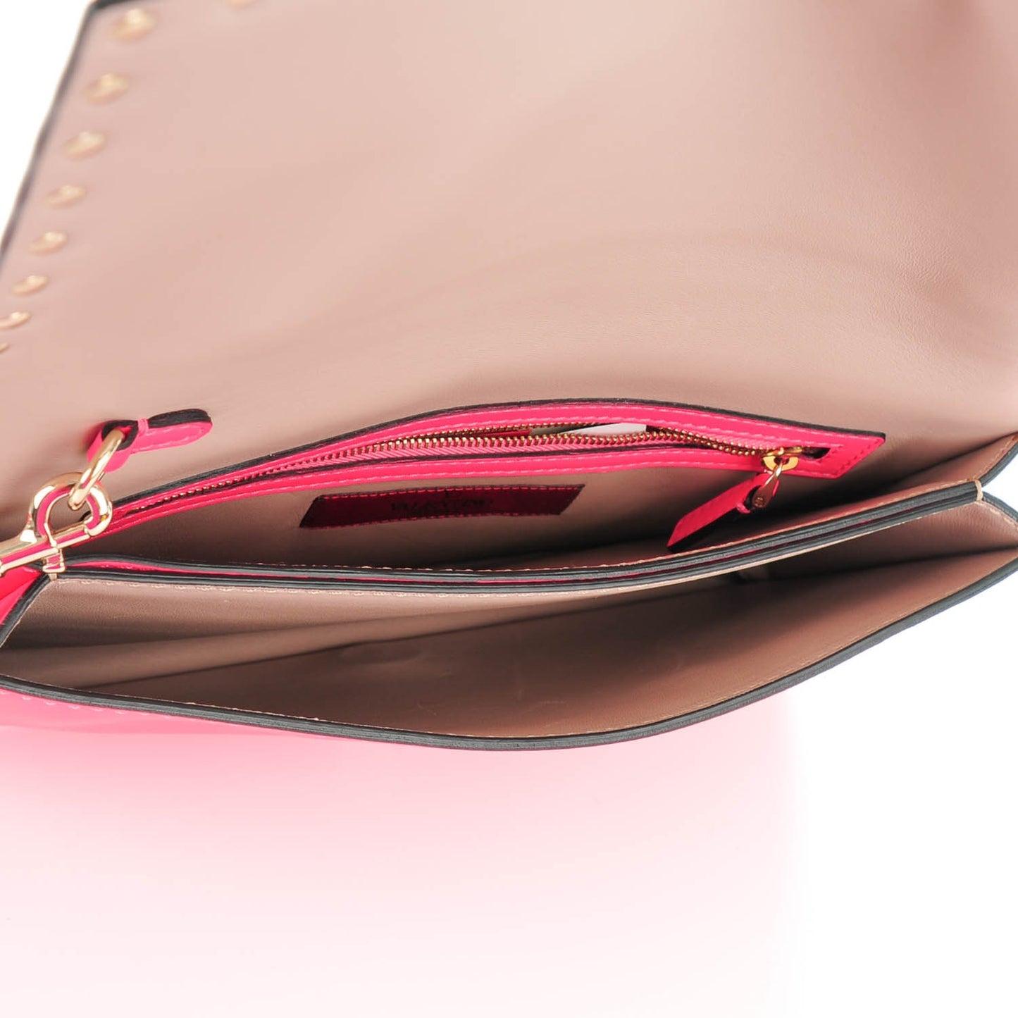 Nappa Rockstud Wristlet Clutch Fuxia Fluo