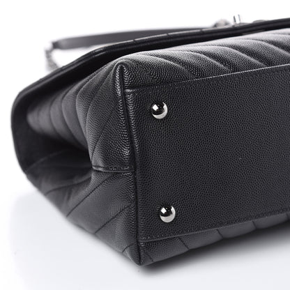 Chanel Caviar Chevron Quilted Small Coco Handle Flap Black 8 of 10