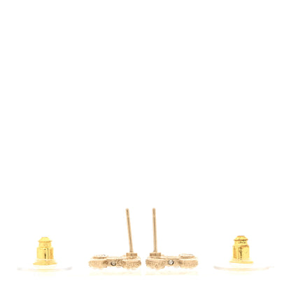 Chanel Pearl Crystal CC Earrings Light Gold 3 of 5
