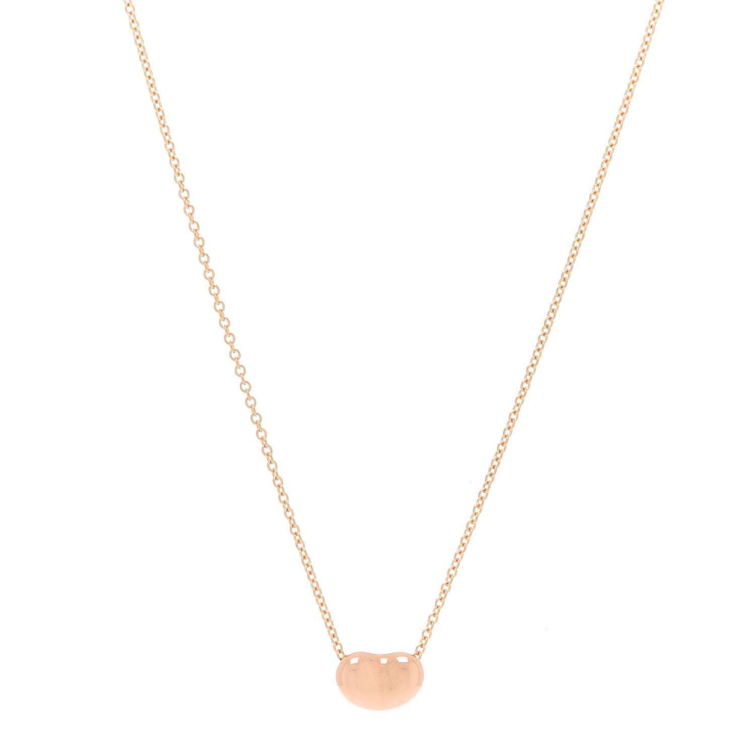 Tiffany 18K Rose Gold 9mm Elsa Peretti Bean Pendant Necklace 1 of 5