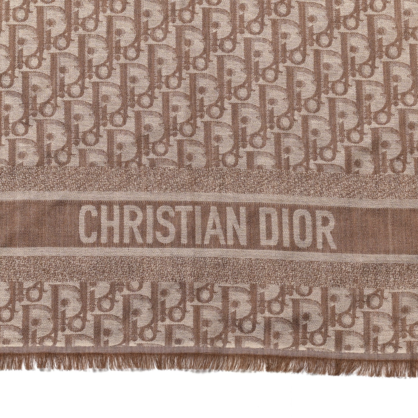 Wool Silk Cashmere Oblique Shawl 140 Brown