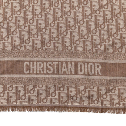 Christian Dior Wool Silk Cashmere Oblique Shawl 140 Brown 2 of 3
