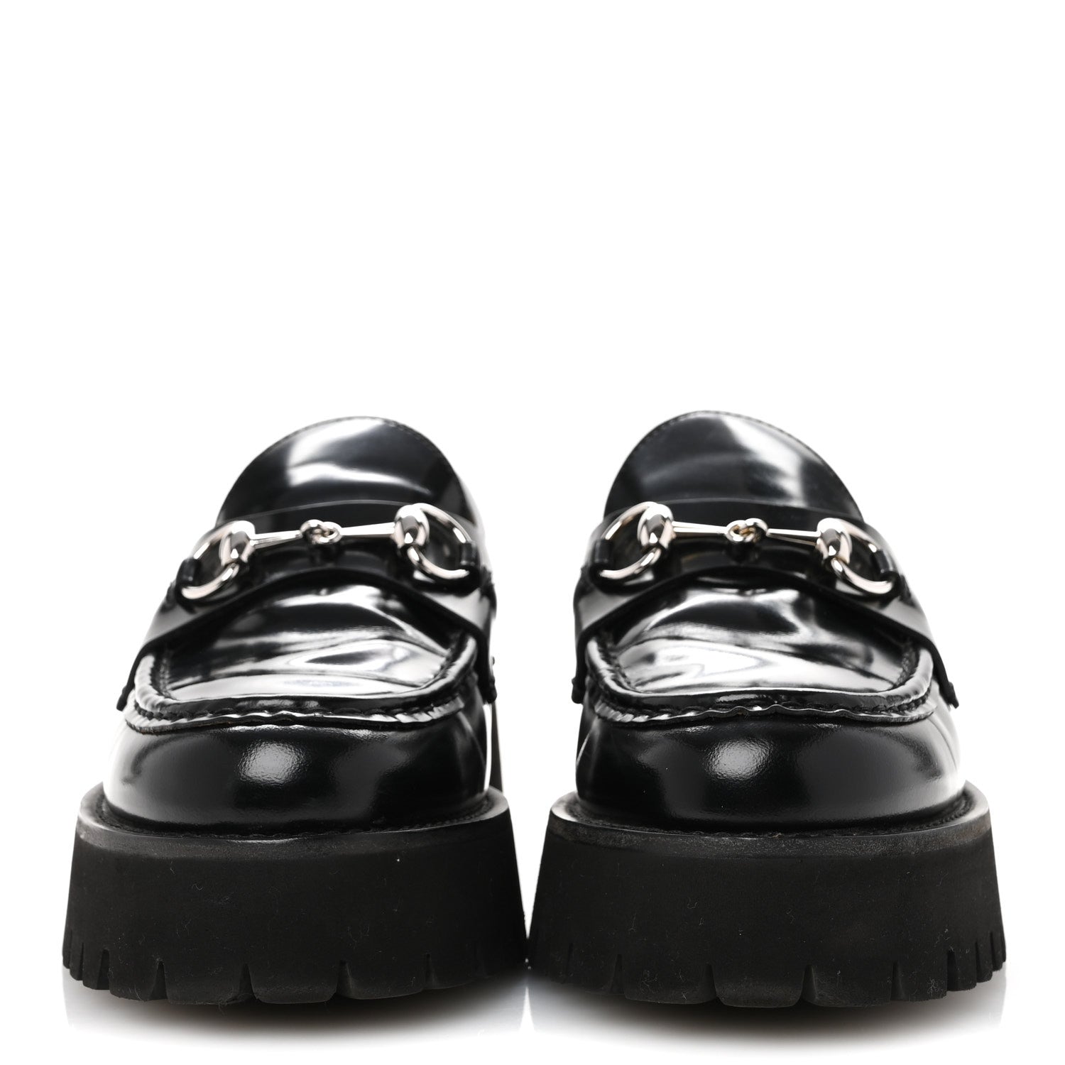 Gucci Cordovan Lux Womens Horsebit 45mm Platform Loafers 39 Black 3 of 11