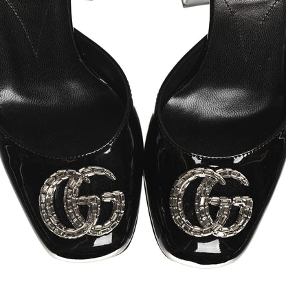Gucci Patent Crystal Double G Platform Pumps 35.5 Black 9 of 9