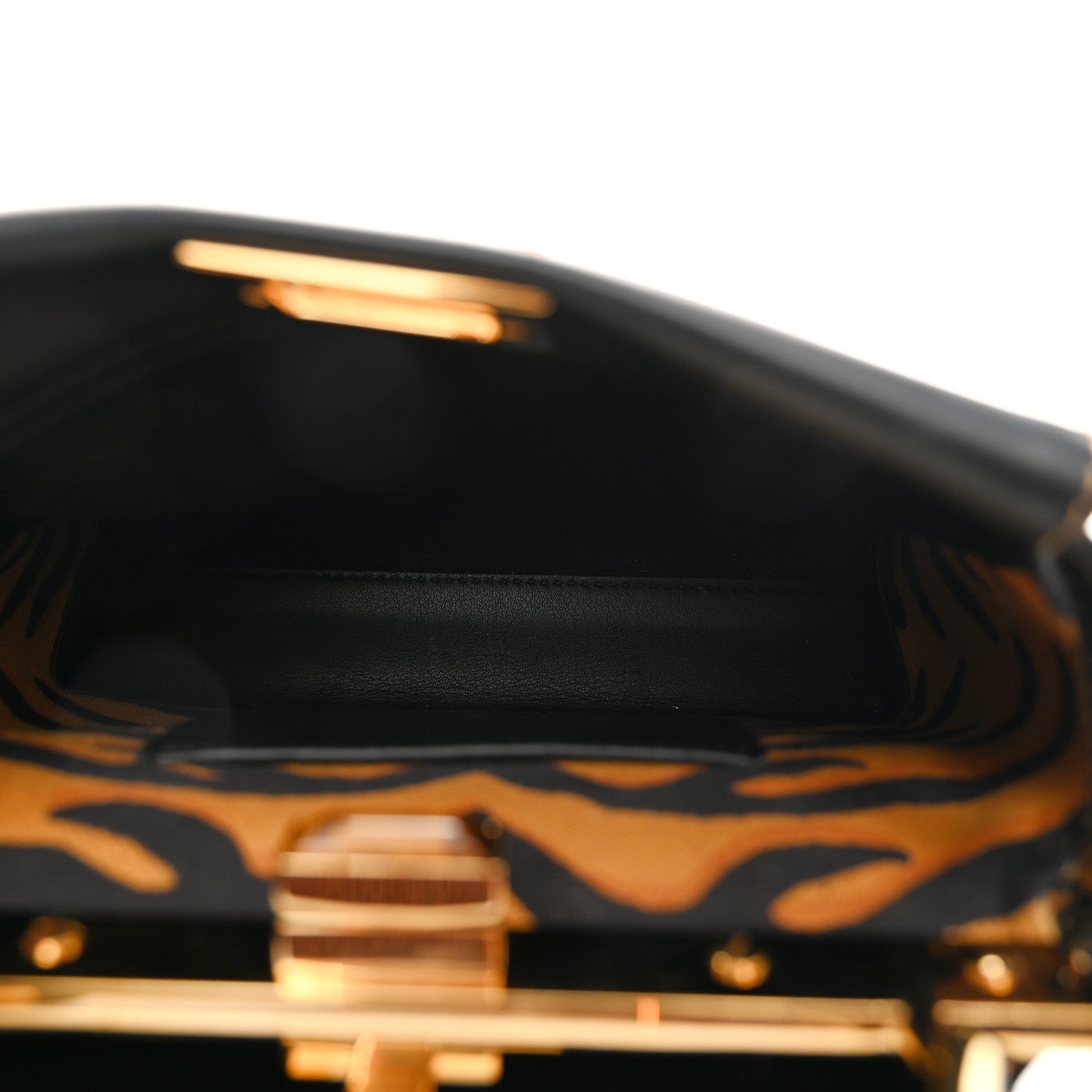 Fendi Vitello King Canvas Chinese New Year Tiger Embroidered Mini Peekaboo Iconic Satchel Black Dark Yellow 6 of 10