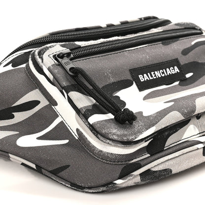 Balenciaga Distressed Nylon Canvas Camo Logo Explorer Beltpack Black White Gray 9 of 11