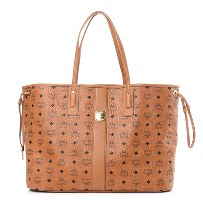 MCM Visetos Large Liz Reversible Shopper Tote Cognac 1 of 8