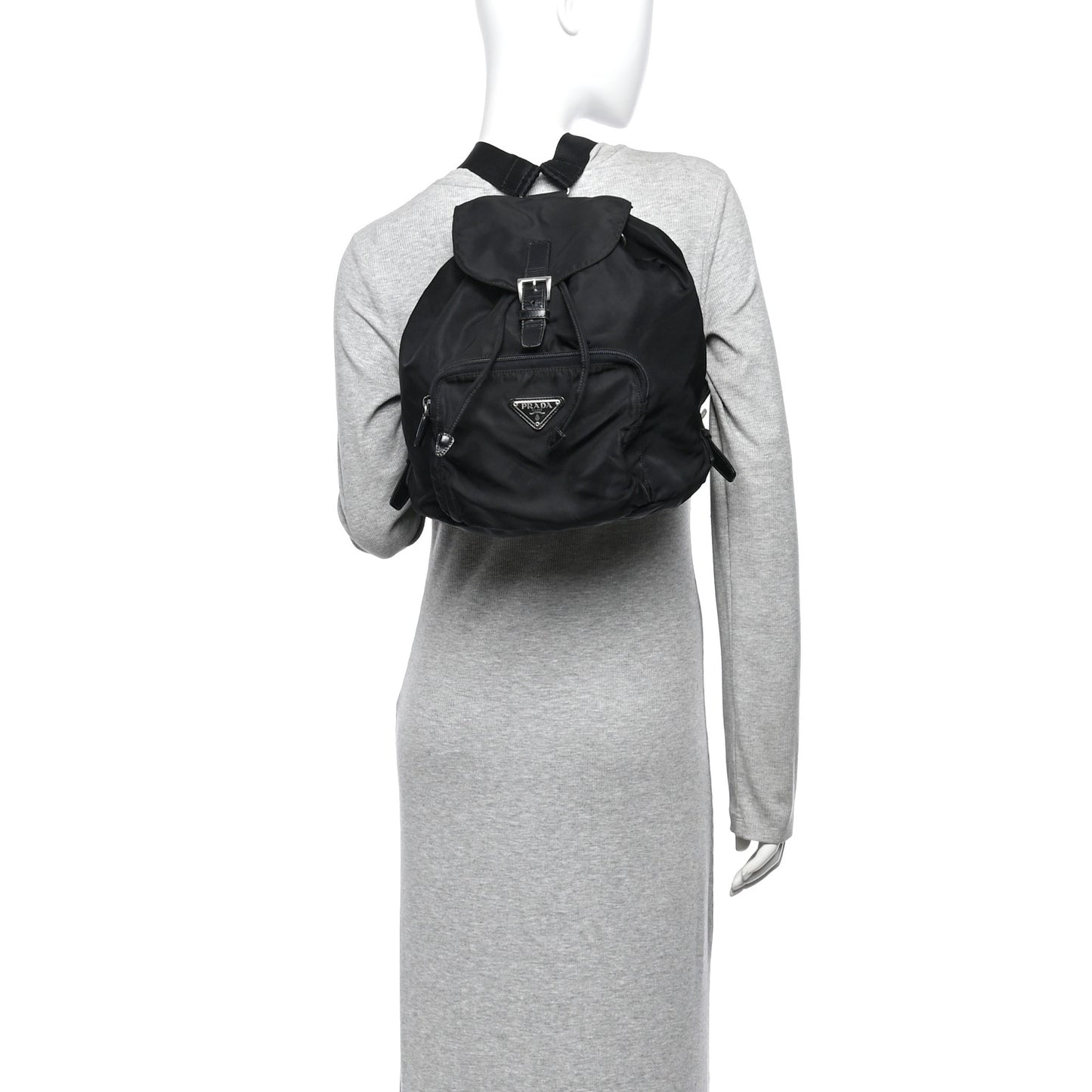 Tessuto Nylon Vela Cinch Backpack Black