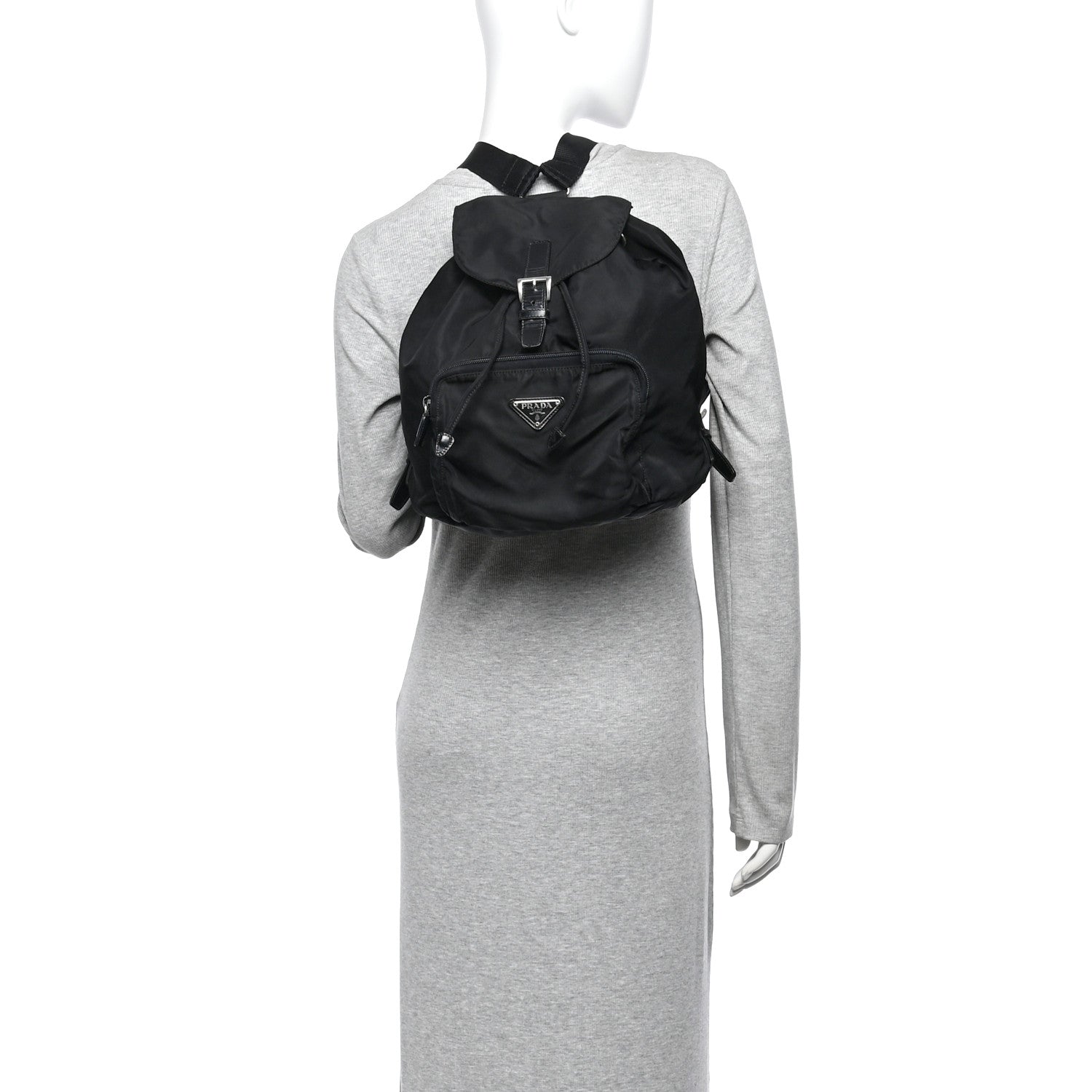 Prada Tessuto Nylon Vela Cinch Backpack Black 2 of 16