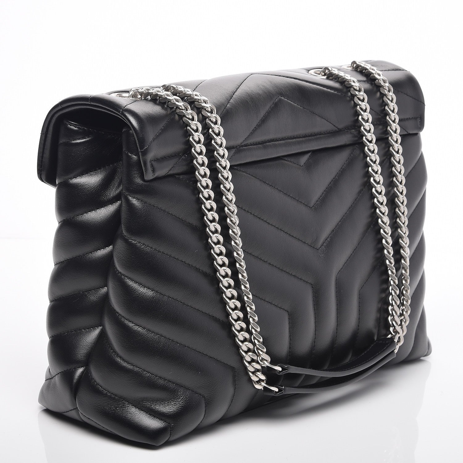 Saint Laurent Calfskin Y Quilted Monogram Medium Loulou Chain Satchel Black 3 of 7