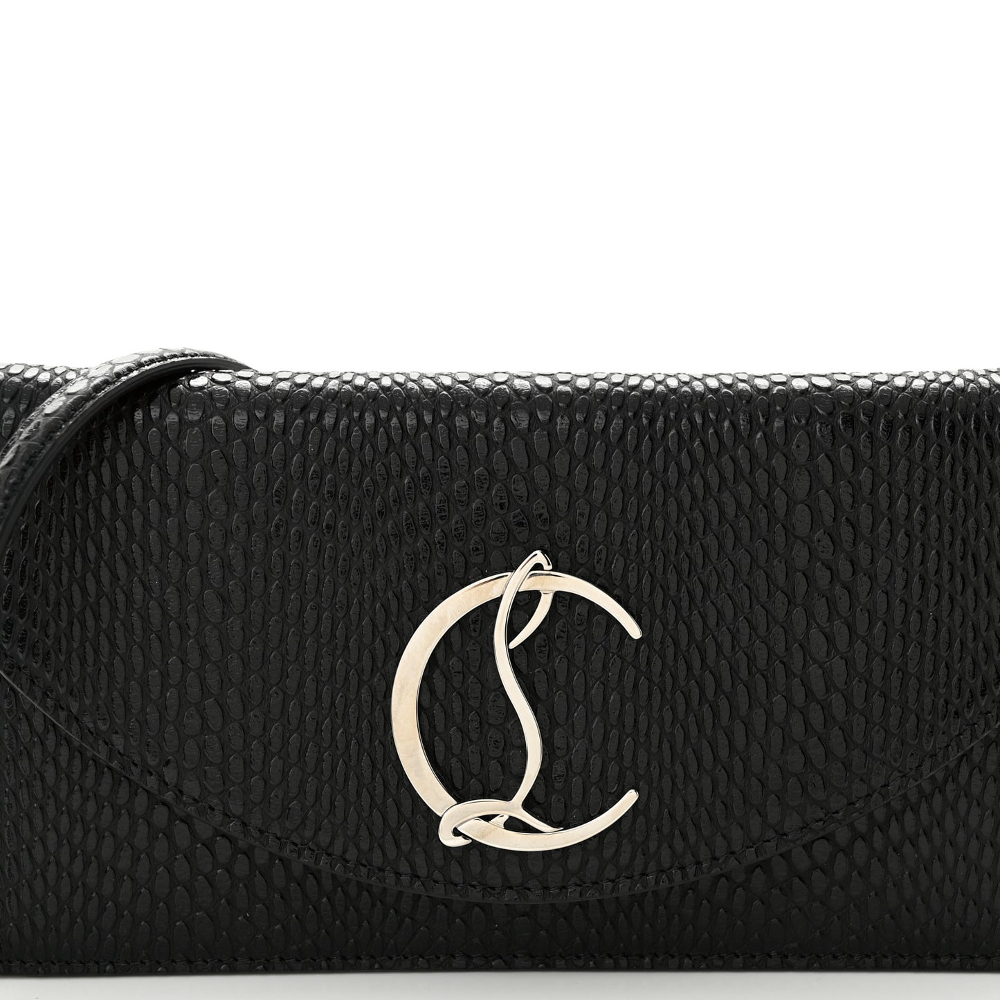 Jurassic Calfskin Embossed Loubi54 Crossbody Clutch Black