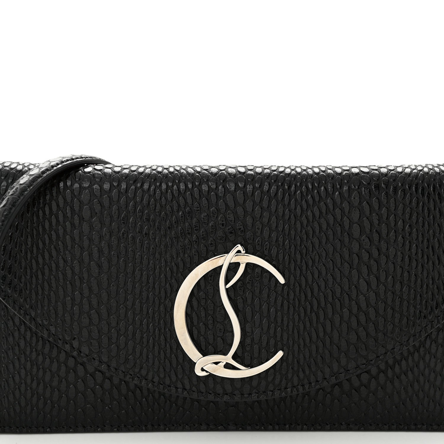 Christian Louboutin Jurassic Calfskin Embossed Loubi54 Crossbody Clutch Black 7 of 12