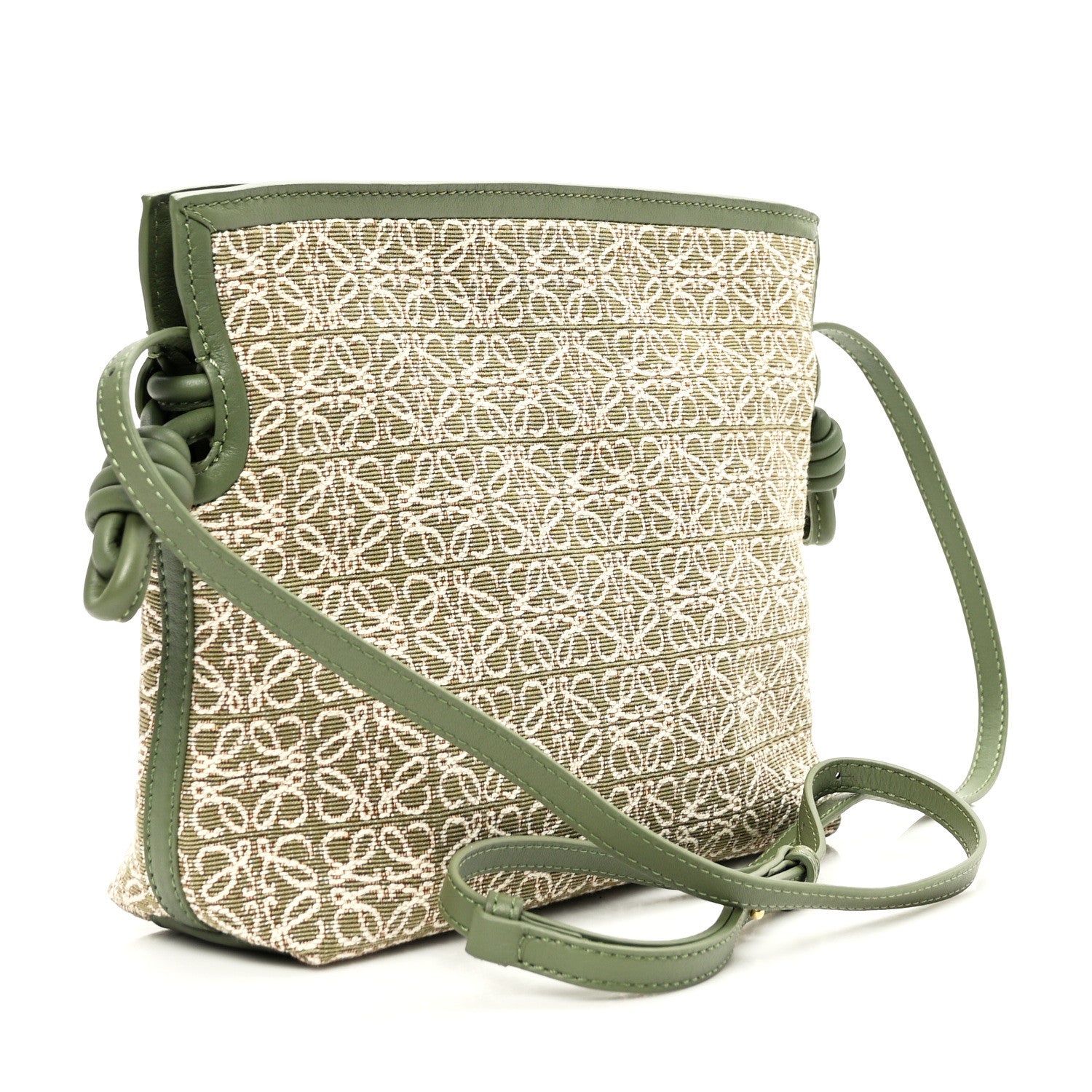 Loewe Jacquard Anagram Calfskin Mini Flamenco Knot Clutch Avocado Green 3 of 9