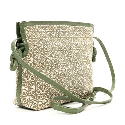 Loewe Jacquard Anagram Calfskin Mini Flamenco Knot Clutch Avocado Green 3 of 9