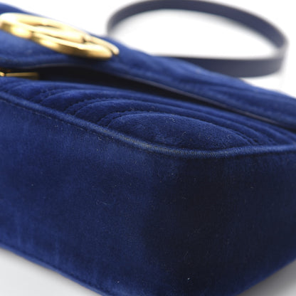 Gucci Velvet Matelasse Small GG Marmont Shoulder Bag Cobalt Blue 12 of 12