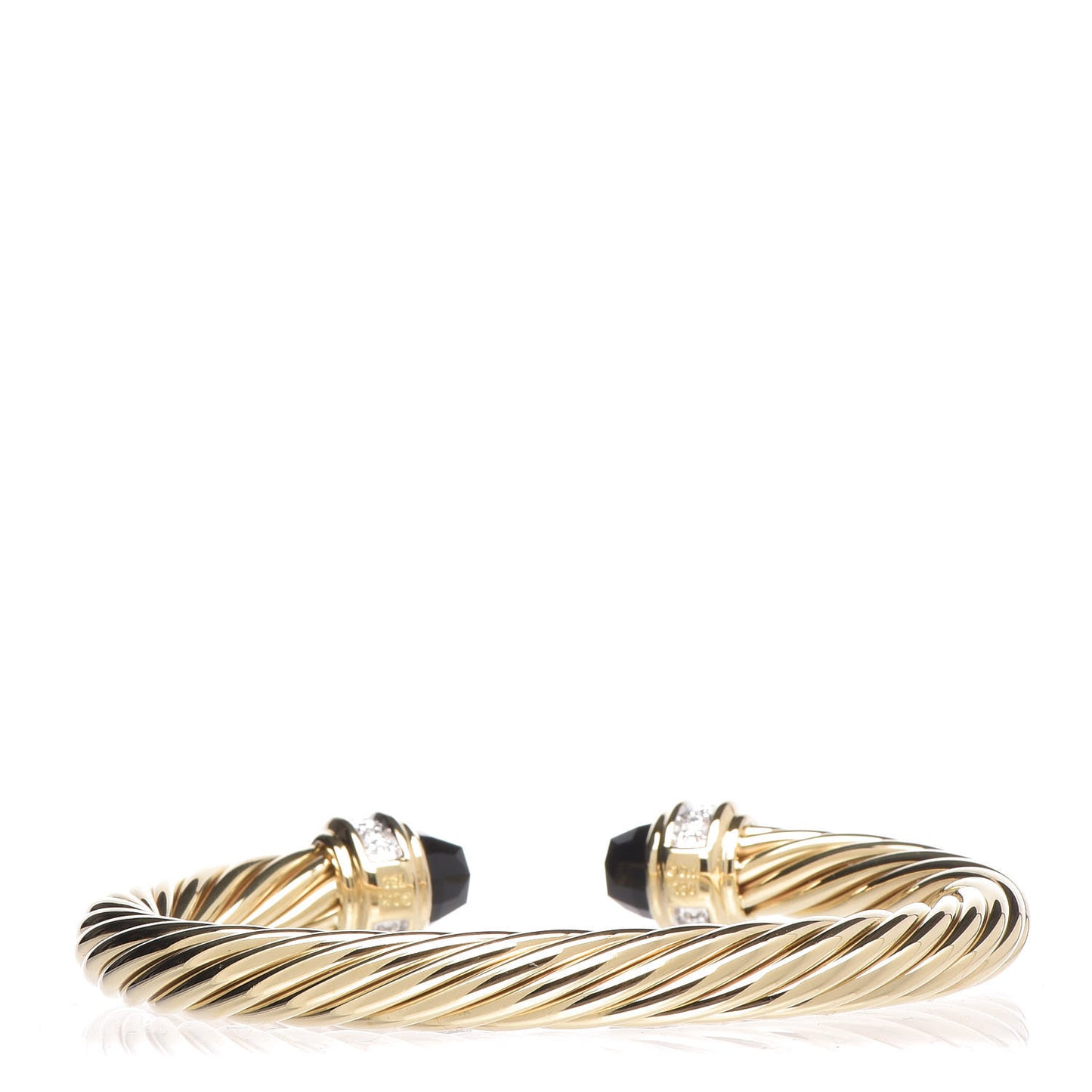 18K Yellow Gold Diamond Onyx 7mm Cable Bracelet