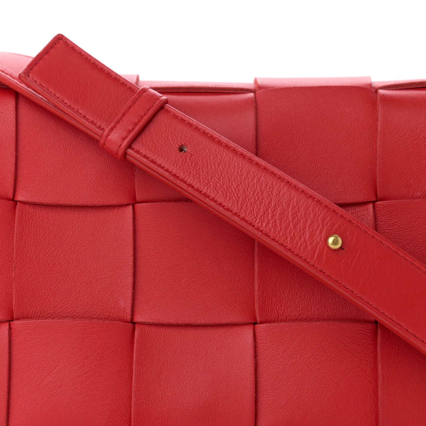 Lambskin Maxi Intrecciato Cassette Crossbody Bag Bright Red