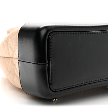 Chanel Aged Calfskin Quilted Small Gabrielle Backpack Beige Black 8 of 9