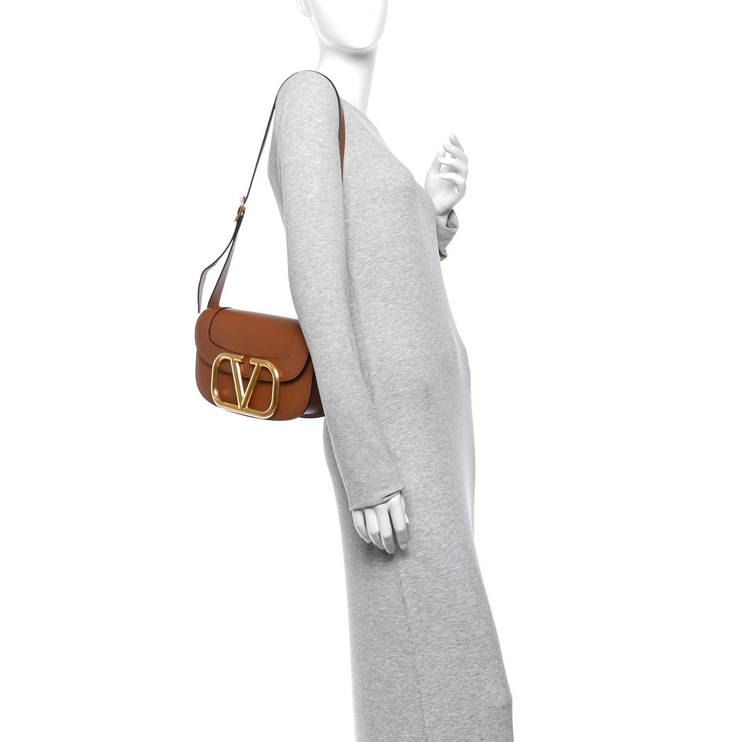 Valentino Garavani Smooth Calfskin Supervee Shoulder Bag Saddle Brown 2 of 9