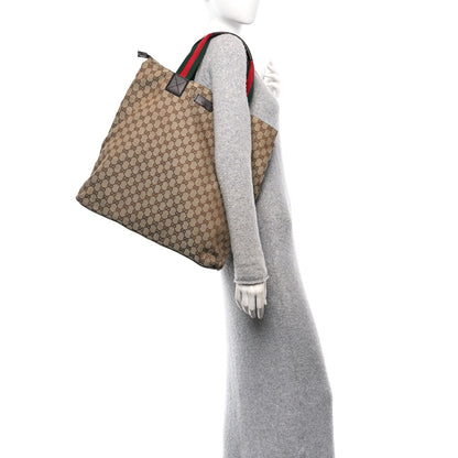Gucci GG Monogram Large Web Handle Vertical Tote Dark Brown 2 of 11