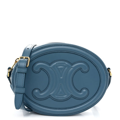 Celine Smooth Calfskin Cuir Small Triomphe Oval Crossbody Purse Ice Blue 1 of 9