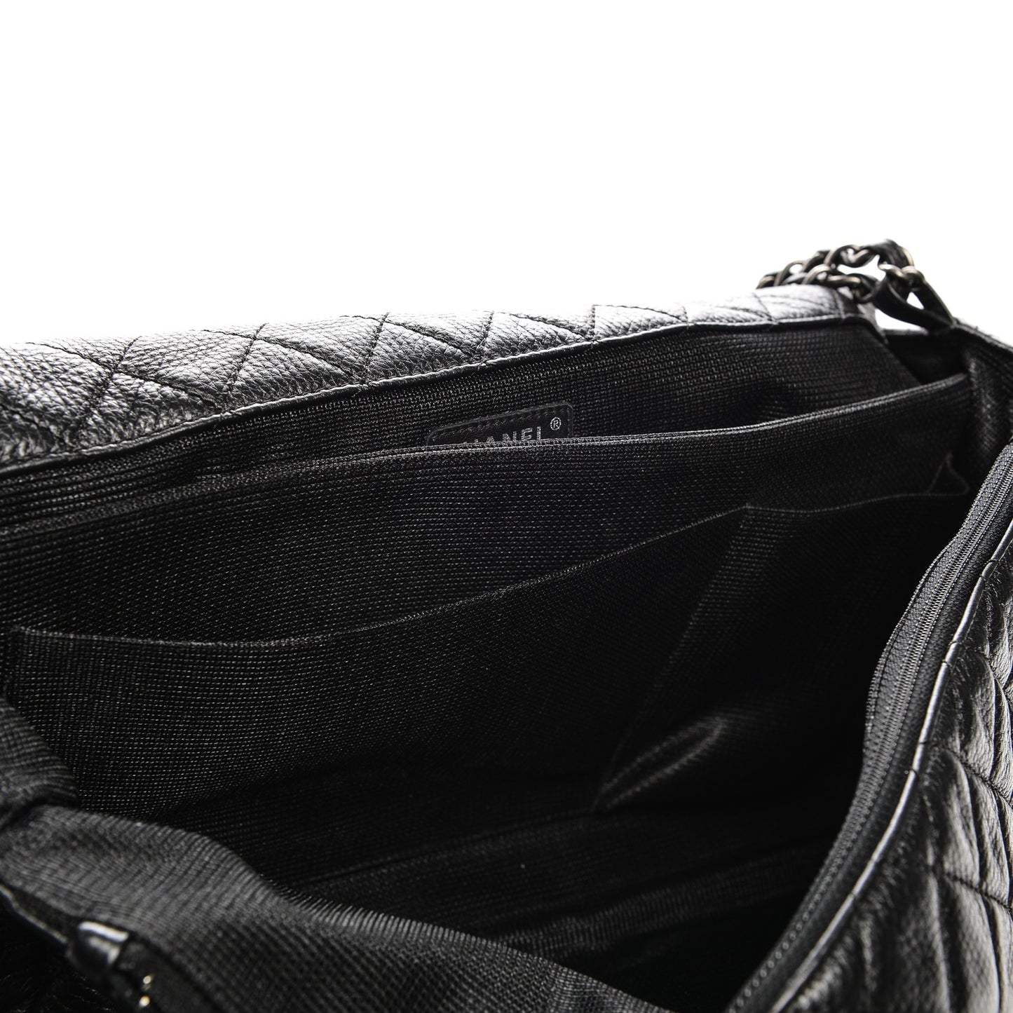 Calfskin Quilted XXL Travel Flap Bag Black