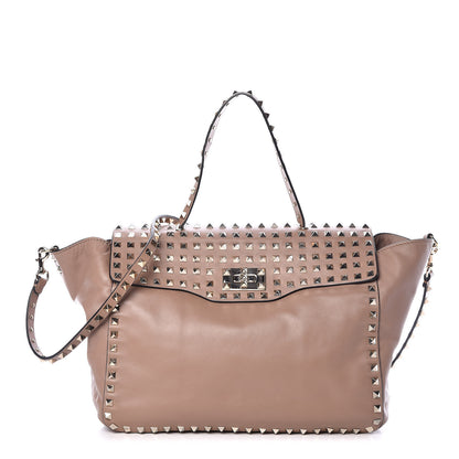 Valentino Garavani Vitello Rockstud Allover Single Handle Flap Tote Beige 1 of 11