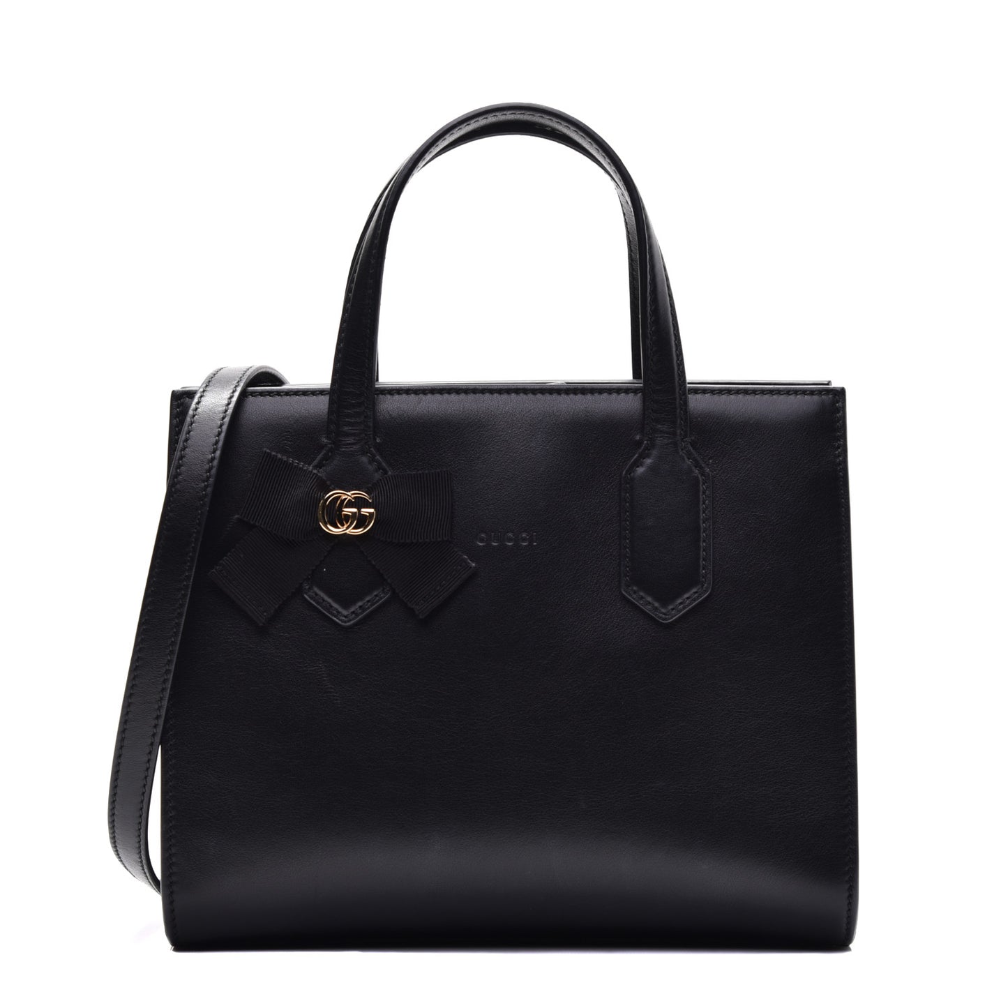 Calfskin Marmont Ribbon Top Handle Bag Black