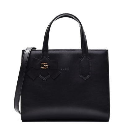 Gucci Calfskin Marmont Ribbon Top Handle Bag Black 1 of 10