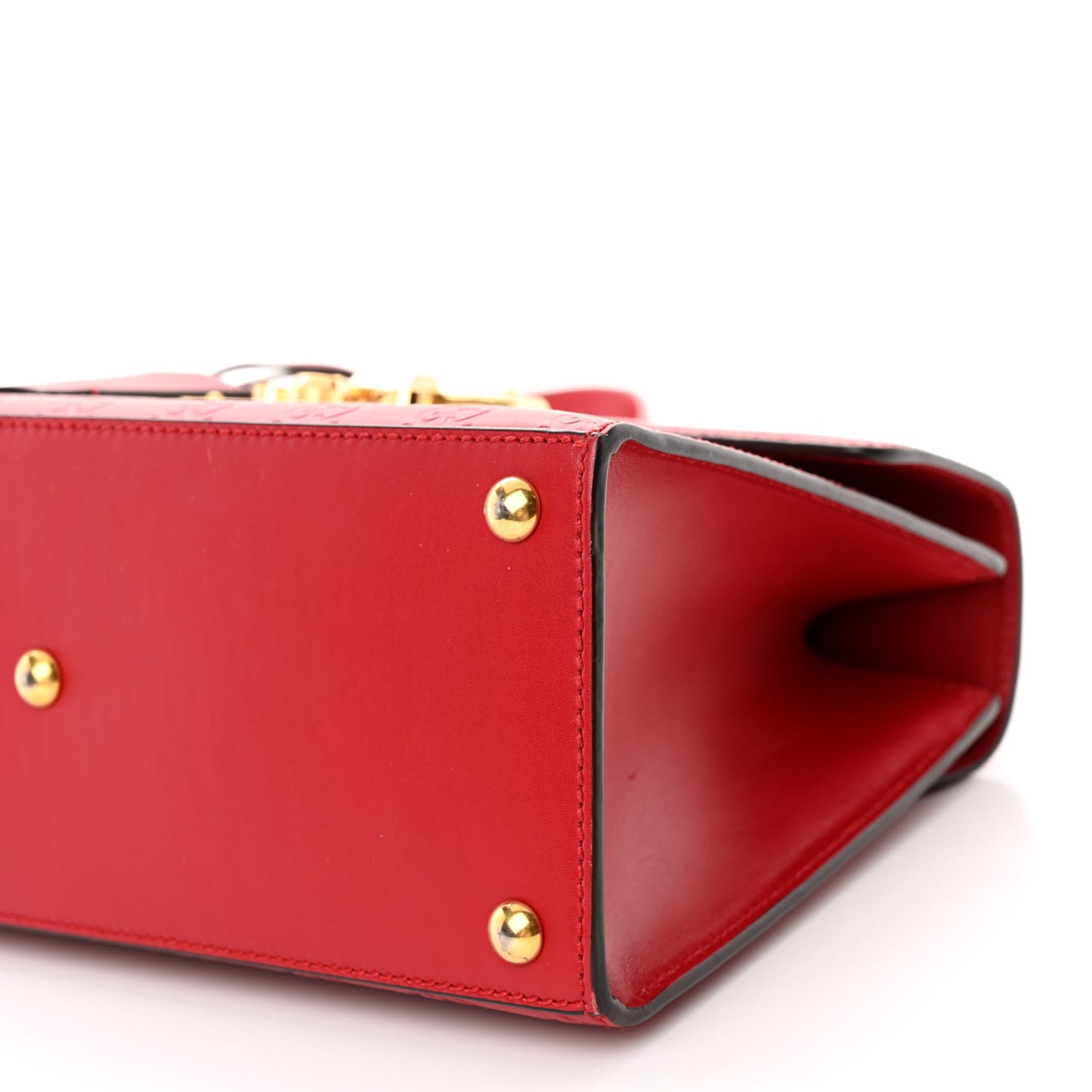 Guccissima Signature Small Padlock Top Handle Bag Hibiscus Red