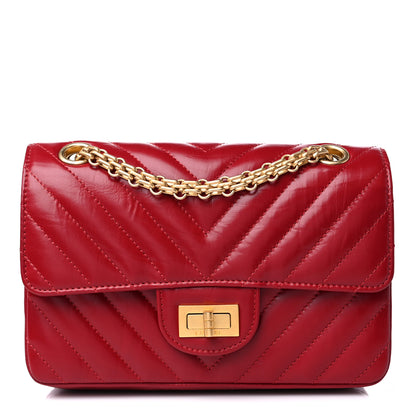 Chanel Aged Calfskin Chevron Quilted 2.55 Reissue Mini Flap Dark Red 1 of 11