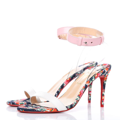 Christian Louboutin Denim PVC Jonatina 85 Sandals 36.5 Multi Transparent 3 of 9