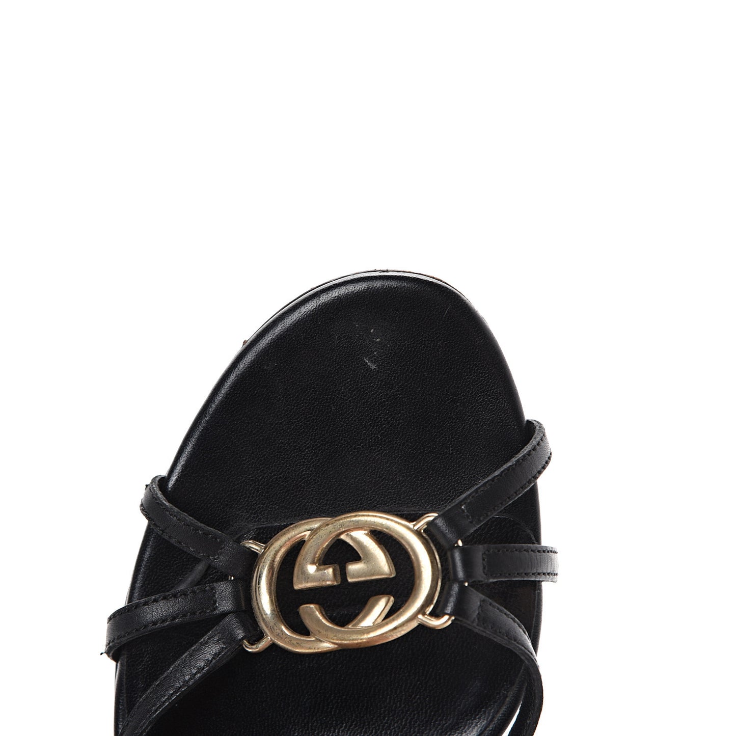 Calfskin Interlocking G Slide Sandal 7 Black