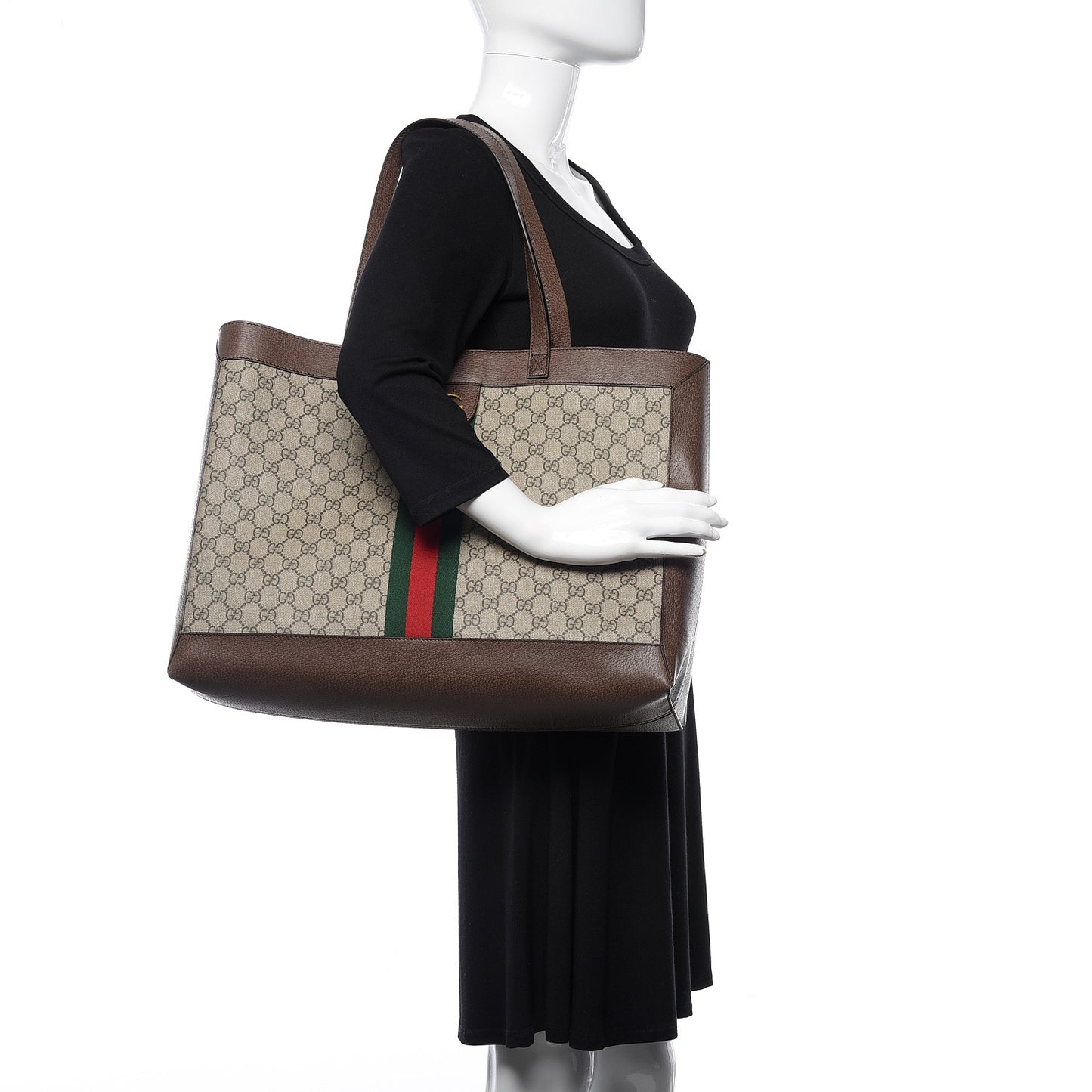GG Supreme Monogram Web Ophidia Tote Brown