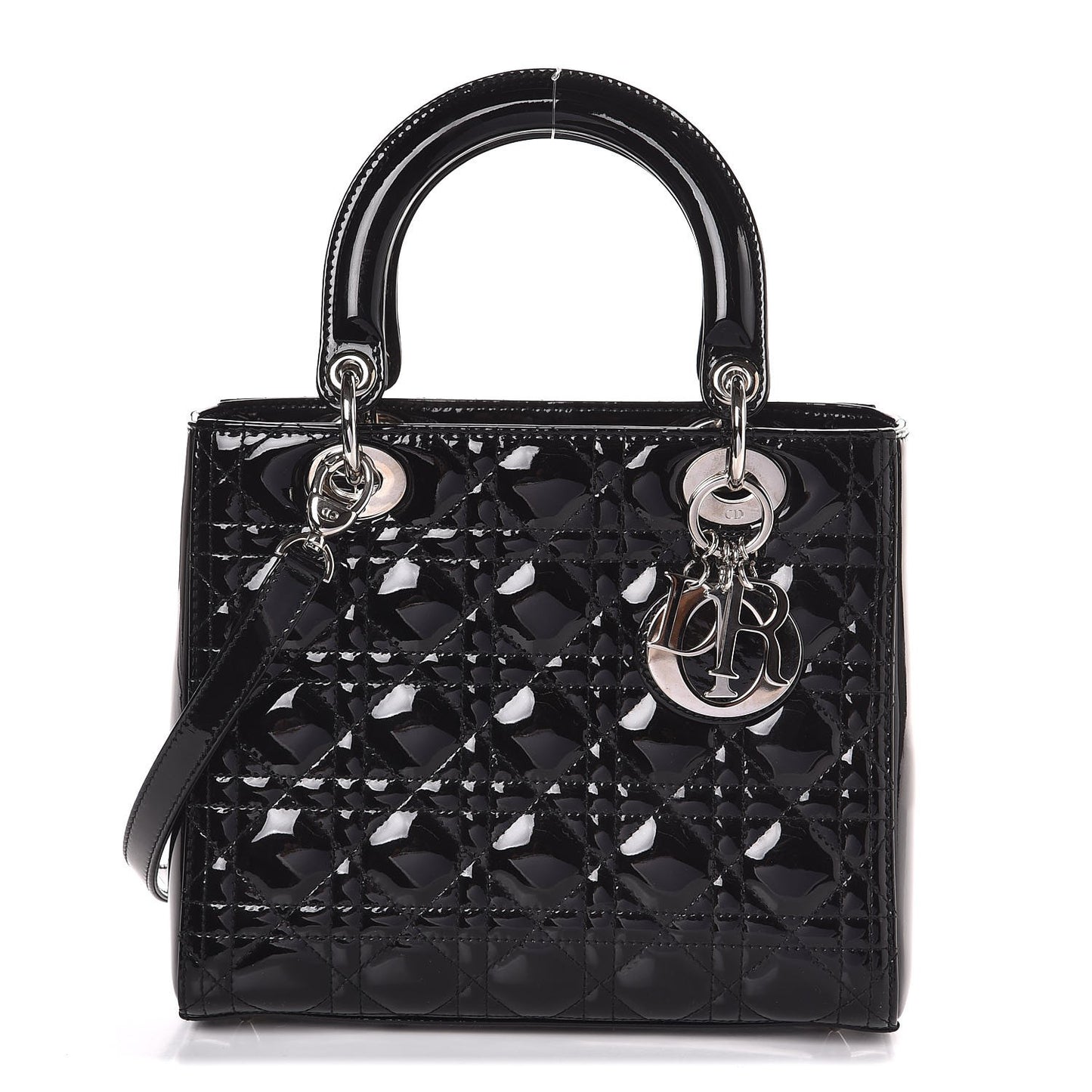 Patent Cannage Medium Lady Dior Black