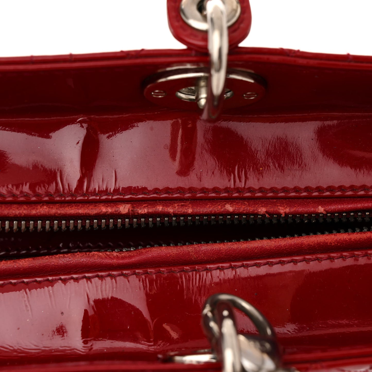 Patent Cannage Large Lady Dior Red