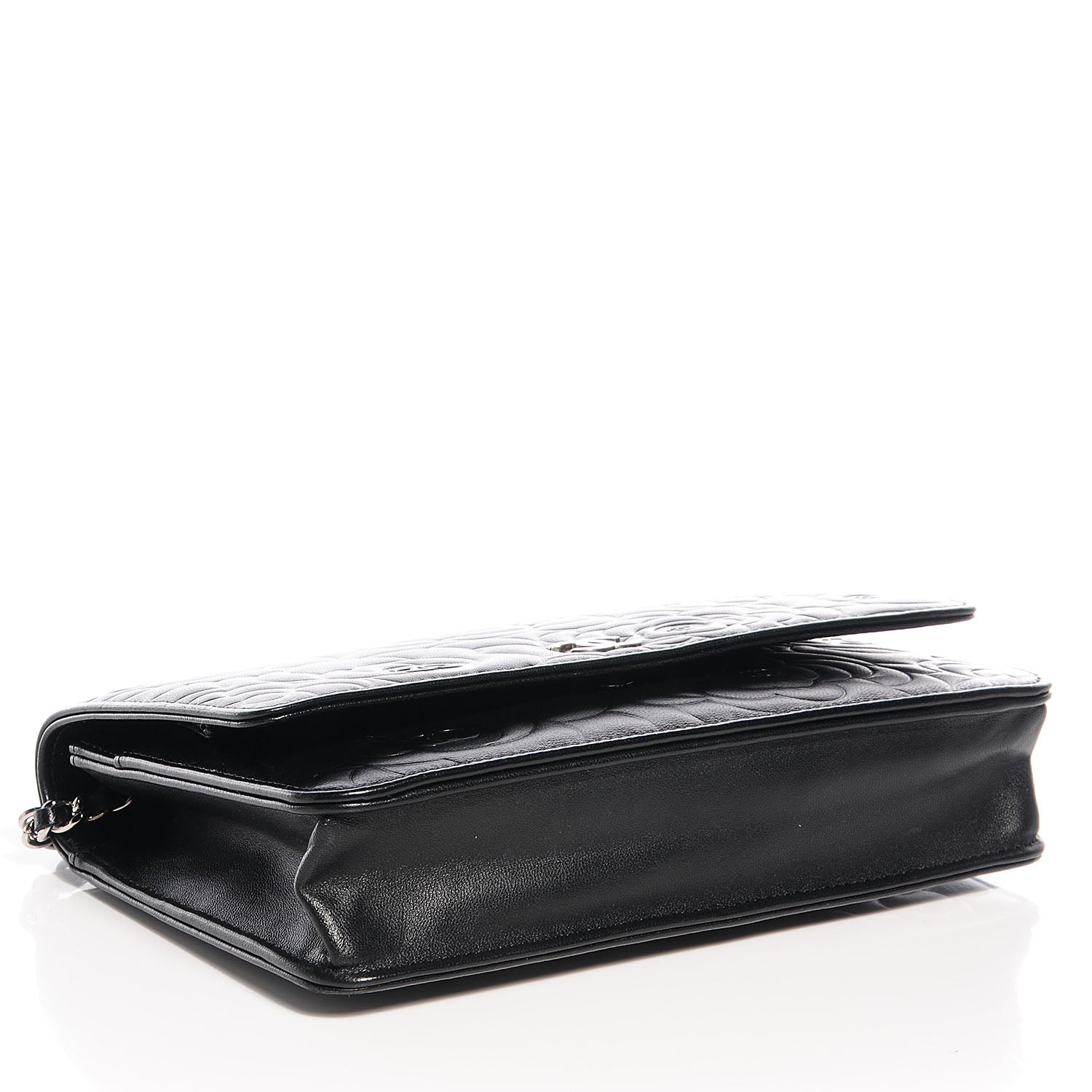 Chanel Lambskin Camellia Wallet on Chain WOC Black 4 of 8