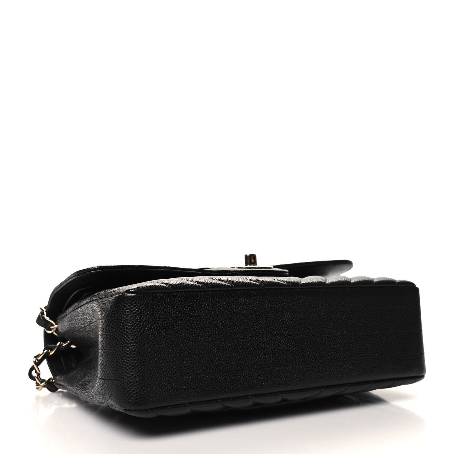 Caviar Chevron Quilted Small Double Flap Black