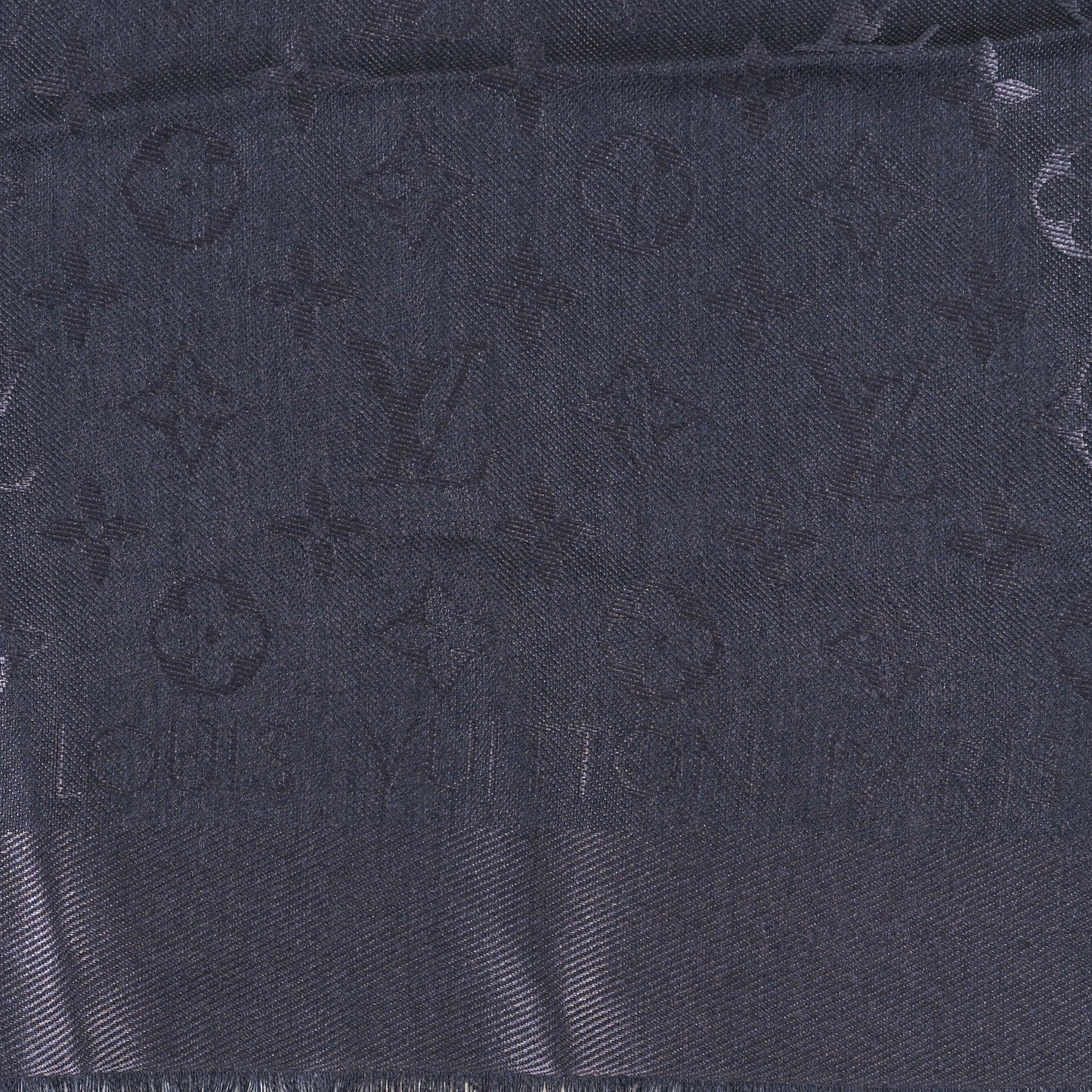 Silk Lurex Wool Monogram Shine Shawl Charcoal Grey
