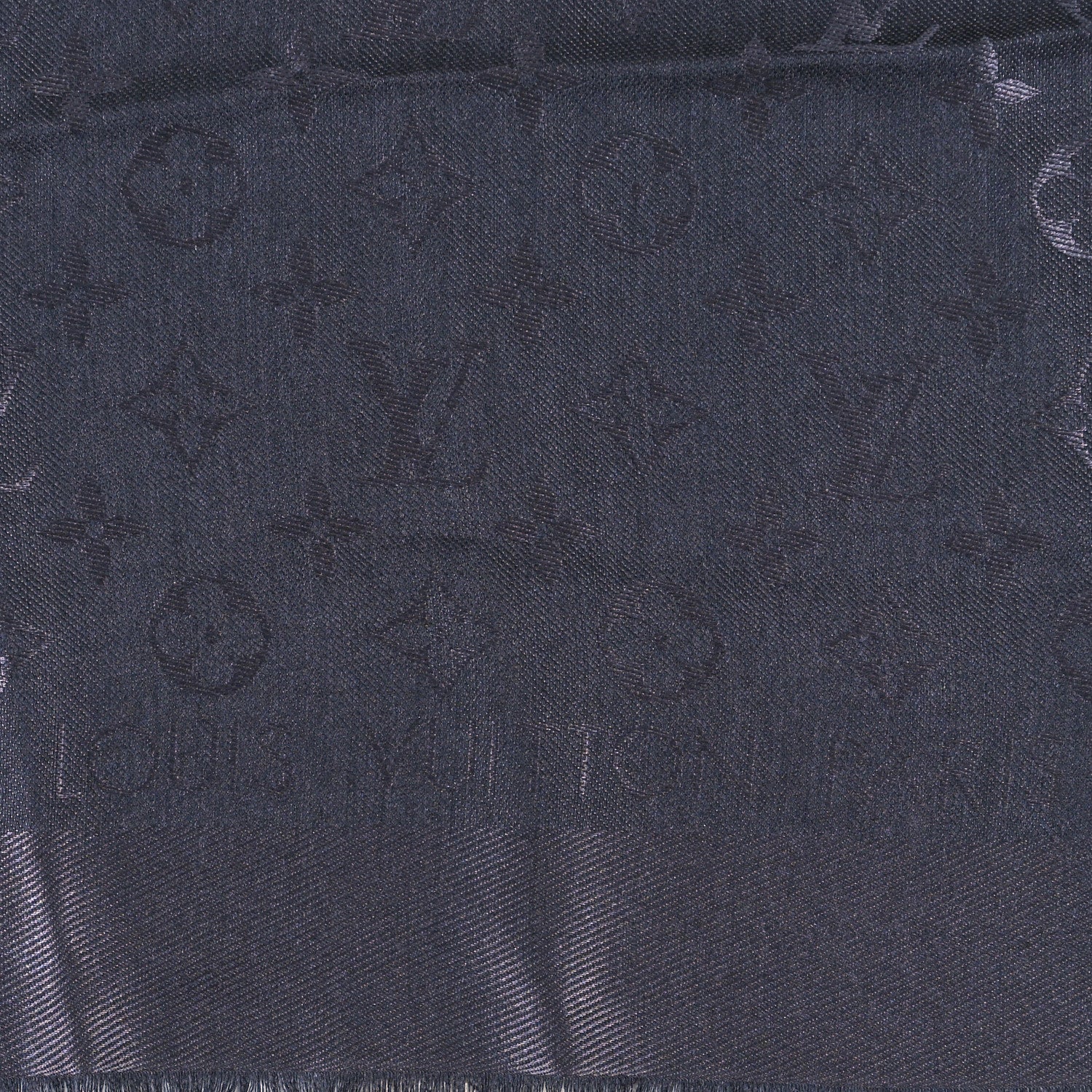 Louis Vuitton Silk Lurex Wool Monogram Shine Shawl Charcoal Grey 4 of 5