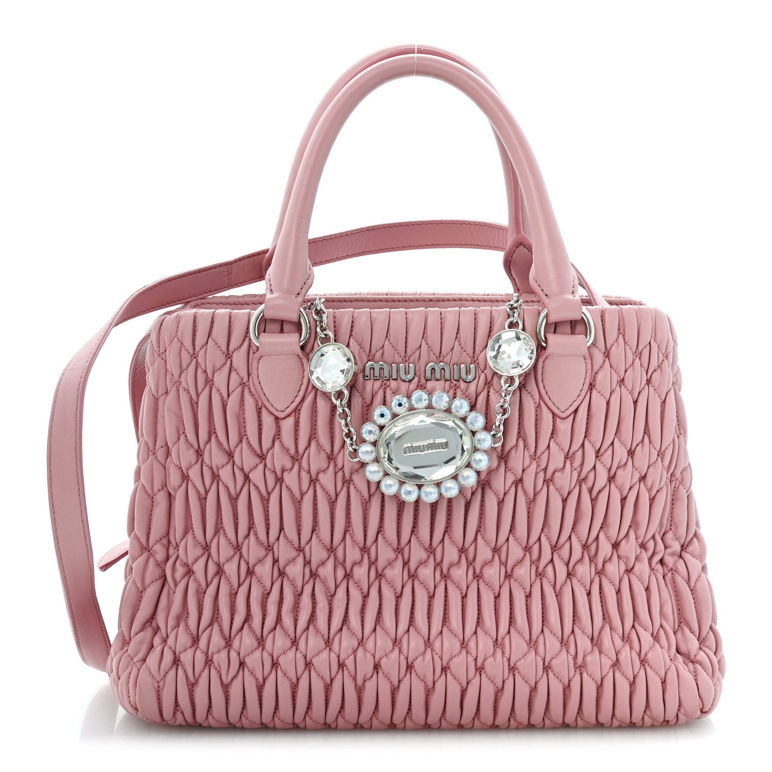 Miu Miu Nappa Matelasse Swarovski Crystal Tote Rosa 1 of 13