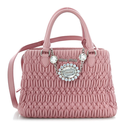 Miu Miu Nappa Matelasse Swarovski Crystal Tote Rosa 1 of 13