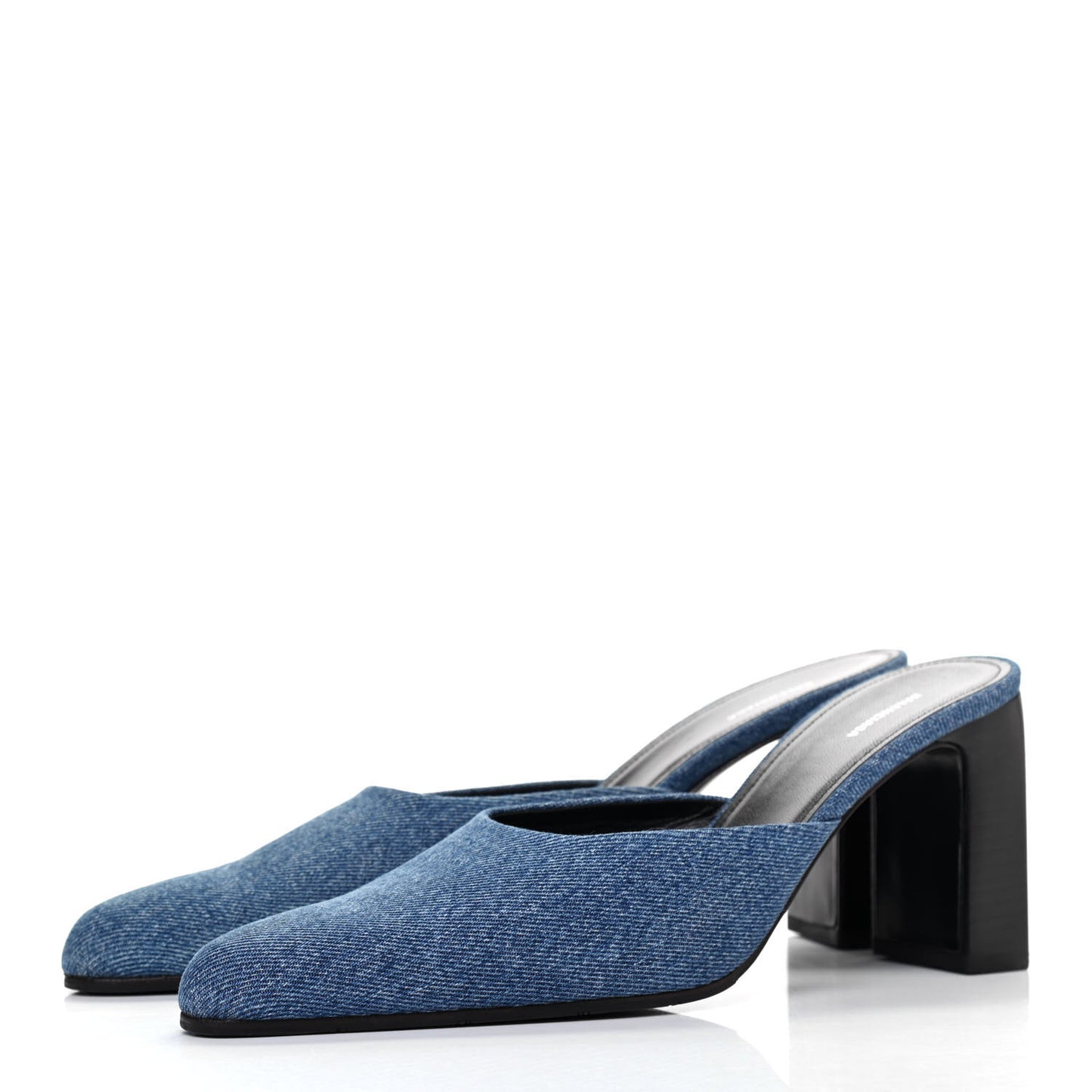 Denim Block Heel Mules 39 Blue