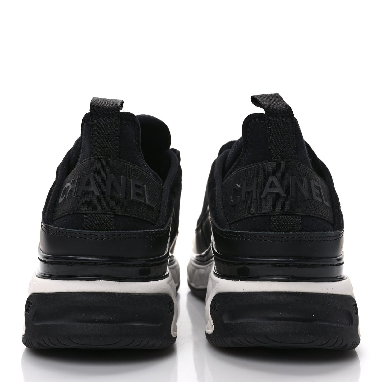 Velvet Calfskin Mixed Fibers CC Sneakers 36 Black