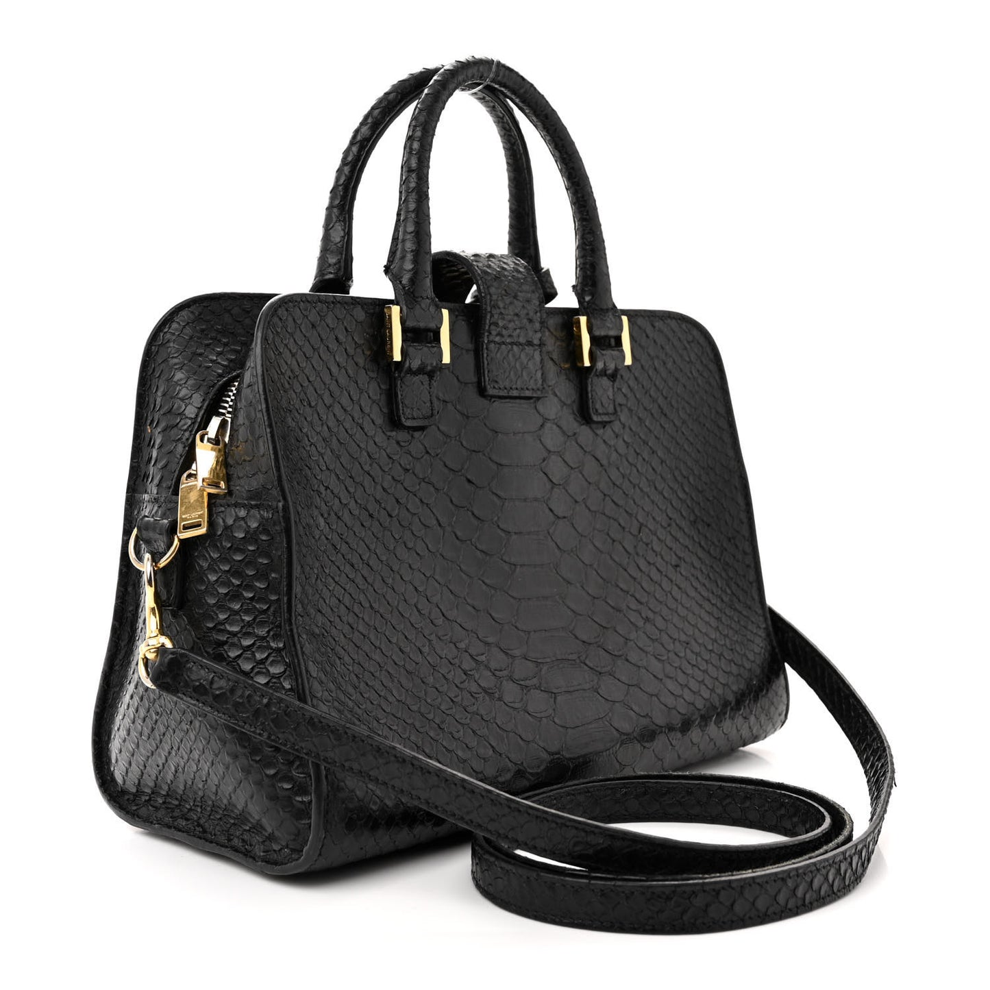 Python Calfskin Embossed Monogram Baby Cabas Black