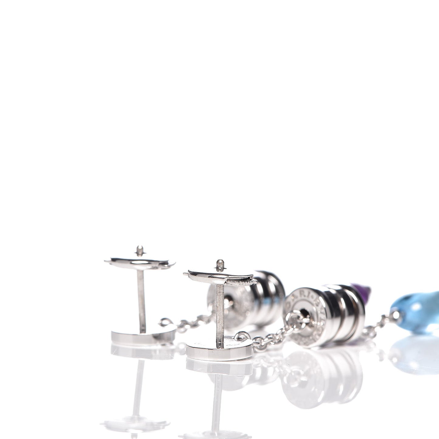 18K White Gold Amethyst Blue Topaz B.Zero1 Drop Earrings