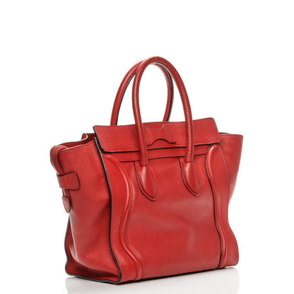 Celine Drummed Calfskin Mini Luggage Coquelicot 3 of 9