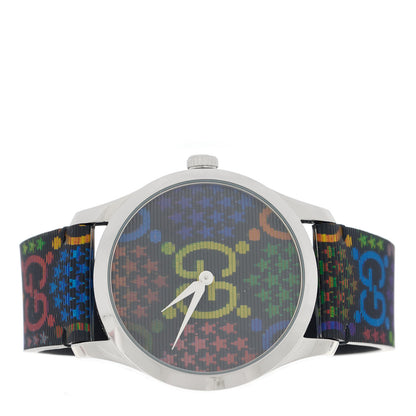 Gucci Stainless Steel Calfskin 38mm G-Timeless Psychedelic Quartz Watch 2 of 5